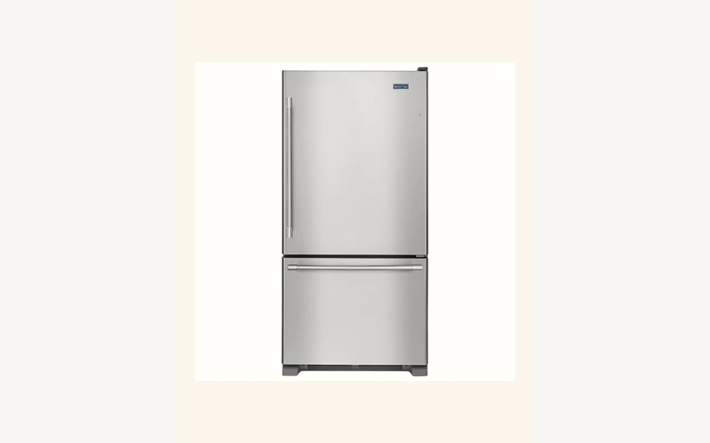 Maytag bottom-freezer refrigerator in a residential Orange County kitchen